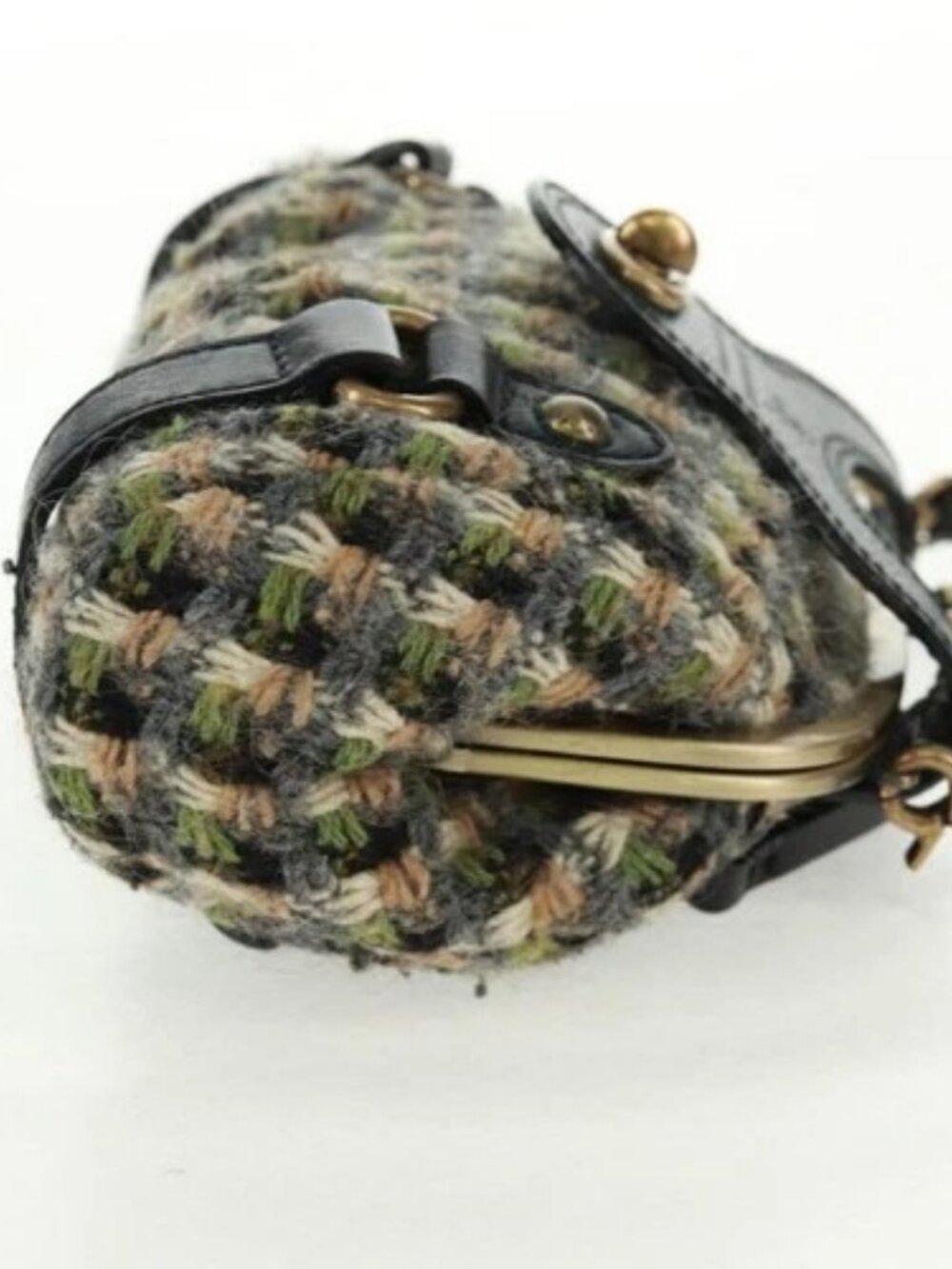 BURBERRY Blue Label Shoulder Bag Tweed Green Auth 168031V - Picture 4 of 16